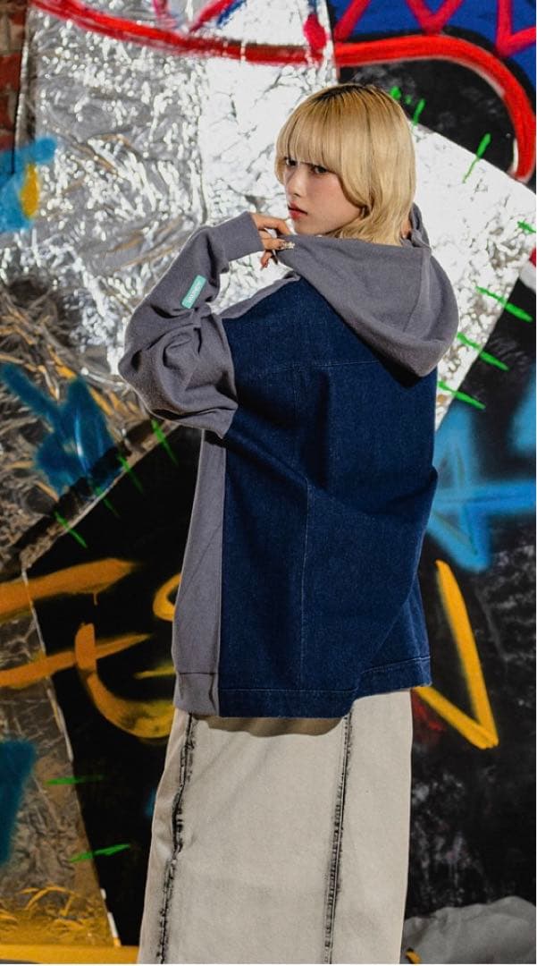 バウンディvaundyグッズFUSION新品デニムパーカーmサイズ即完売品グレー バウンディvaundyグッズFUSION新品デニムパーカーmサイズ即完売品