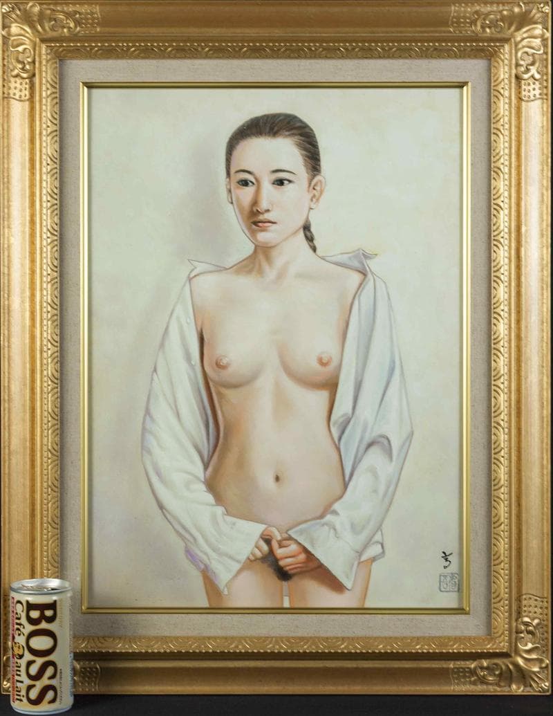 高塚省吾　油彩　肉筆『やさしい時間』表サイン　高塚康子鑑定　P8号　額　b847