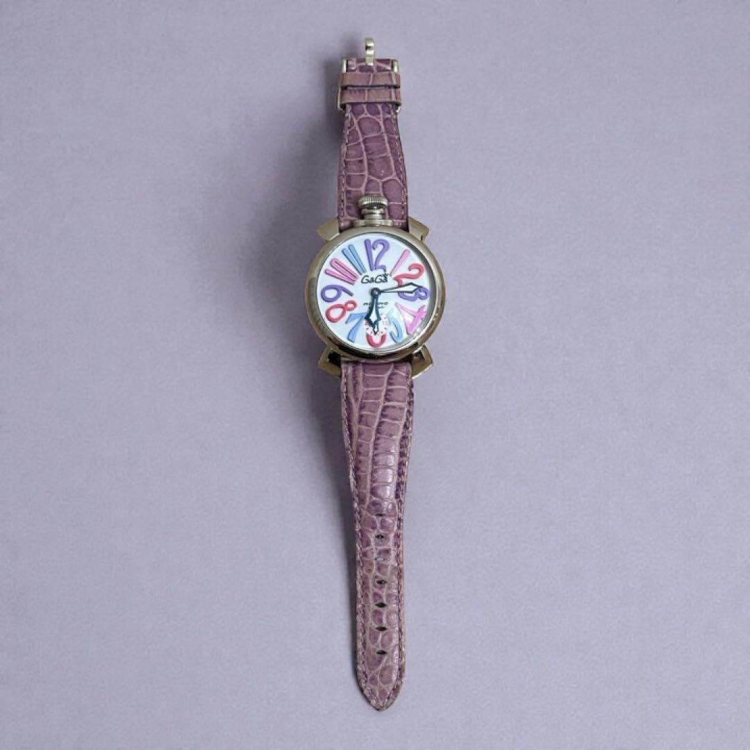 【美品・希少】ガガミラノ マヌアーレ50 裏スケ スモールセコンド パープル