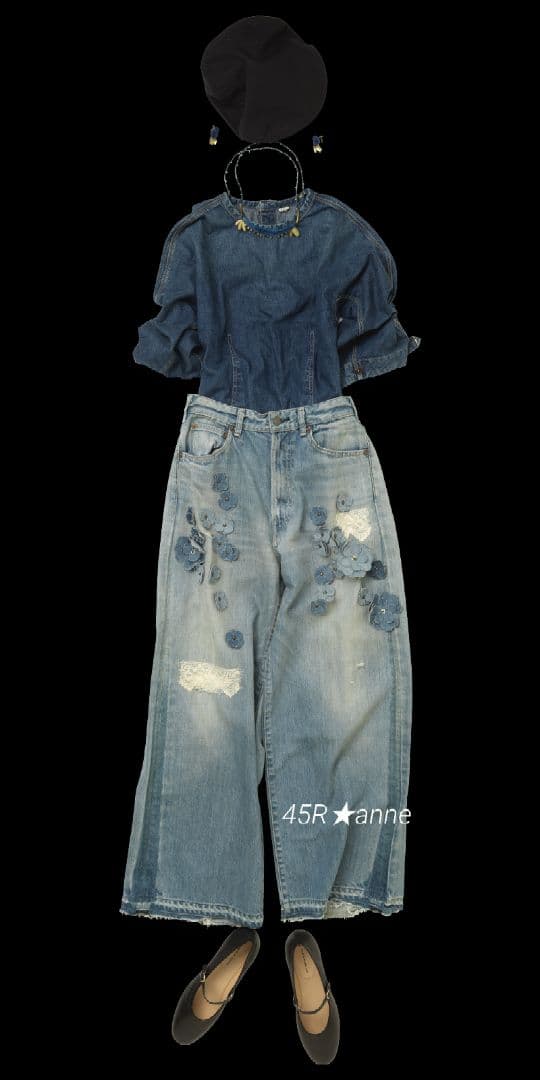 45R☆ライ麦デニムのバチ比女 遖あっぱれ加工（フルール・清）29インチ 45R