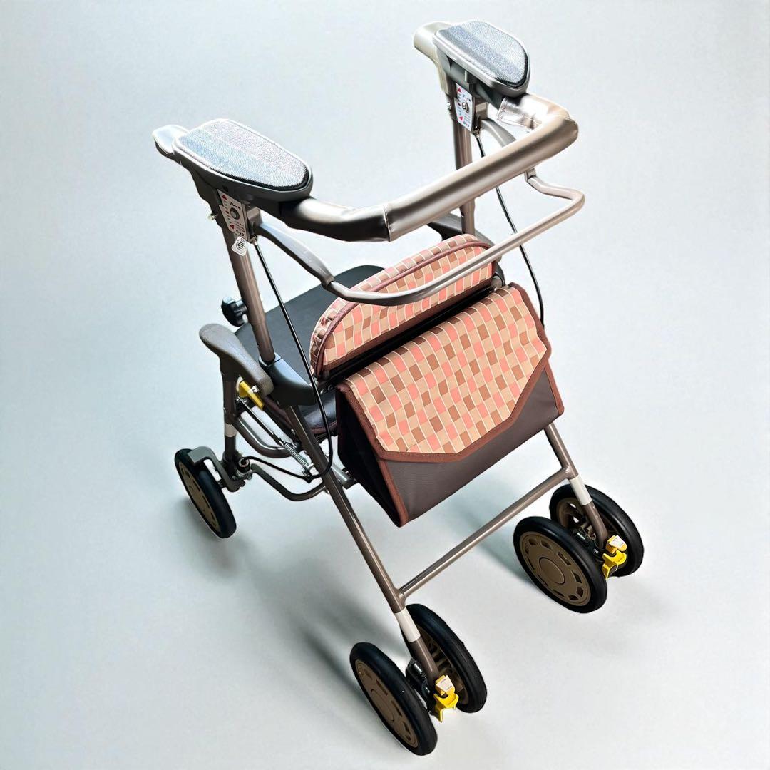 【美品】島製作所 四輪歩行車 シンフォニー AR シルバーカー ピンクブロック