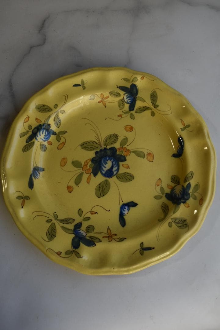 超美品　南フランス19-20世紀　 黄釉輪花平皿 伊丹十三の台所
