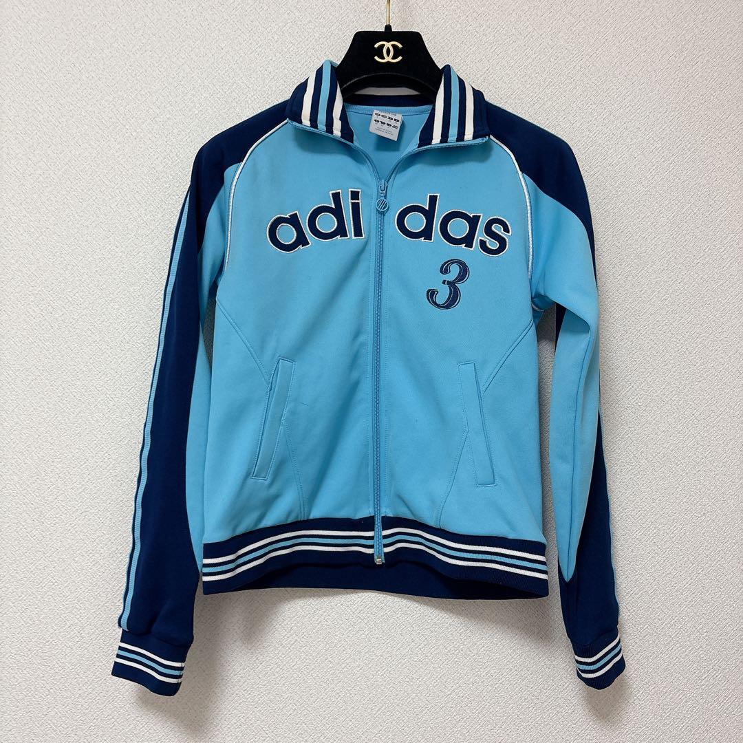 アディダス 希少 adidas トラックジャケット ジャージ S 水色 ネイビー