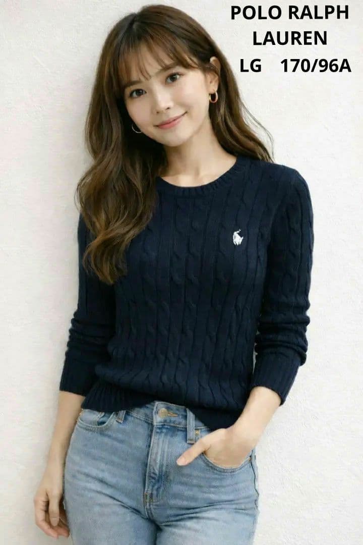 POLO RALPH LAUREN　ケーブルニット LG　170/96A 紺