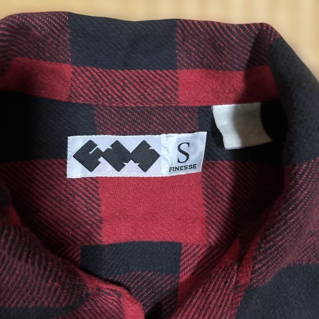 初期 FINESSE グッドイナフ ブロックチェック ライン ネルシャツ 黒赤
