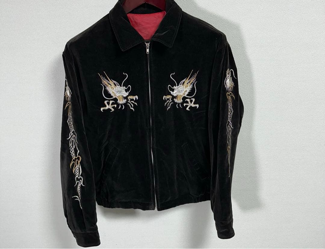 美品 90s 別珍 ベロア スカジャン 襟付き スイングトップ型 ヴィンテージ