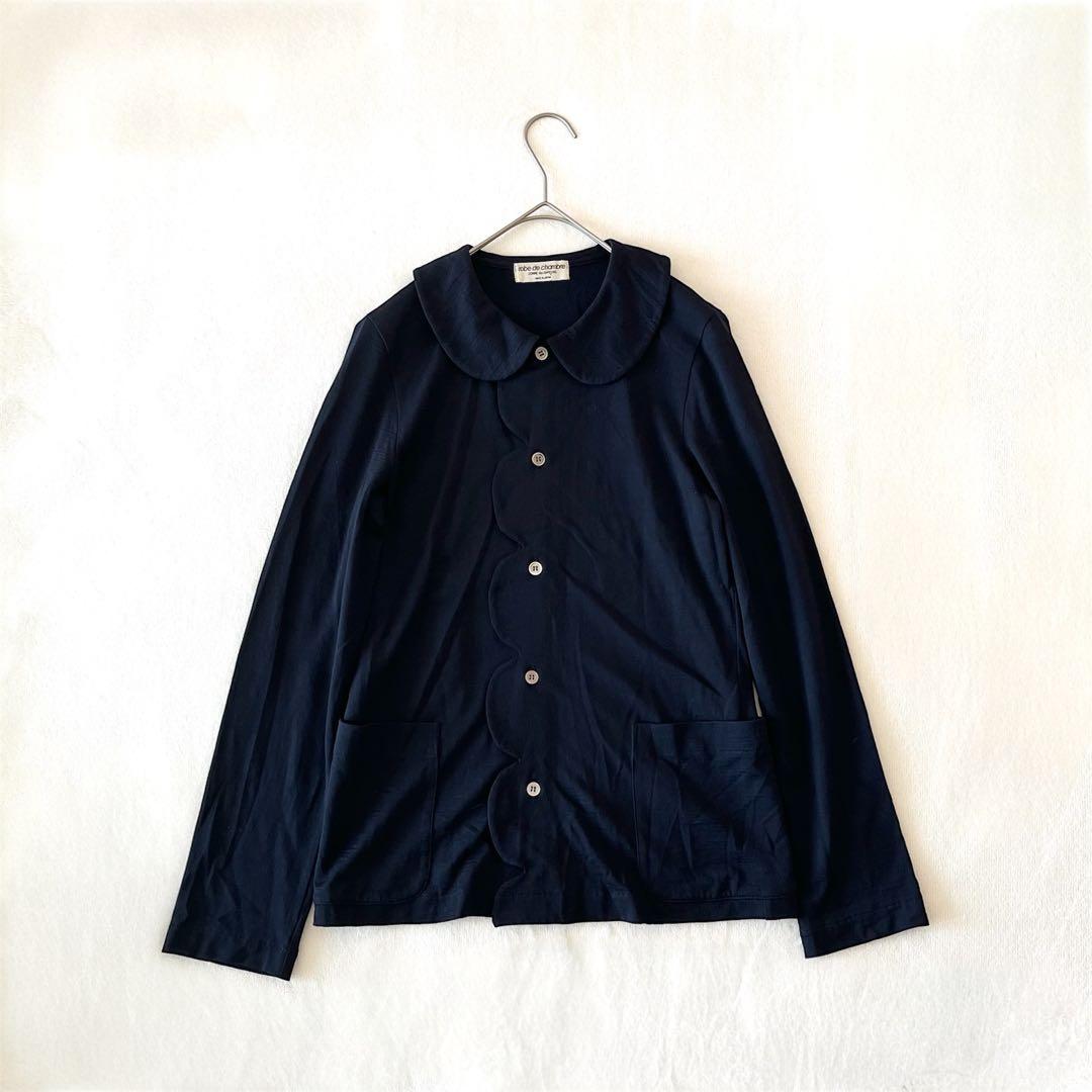 希少《ロードシャンブル コムデギャルソン》丸襟シャツ スカラップ ネイビー 秋冬
