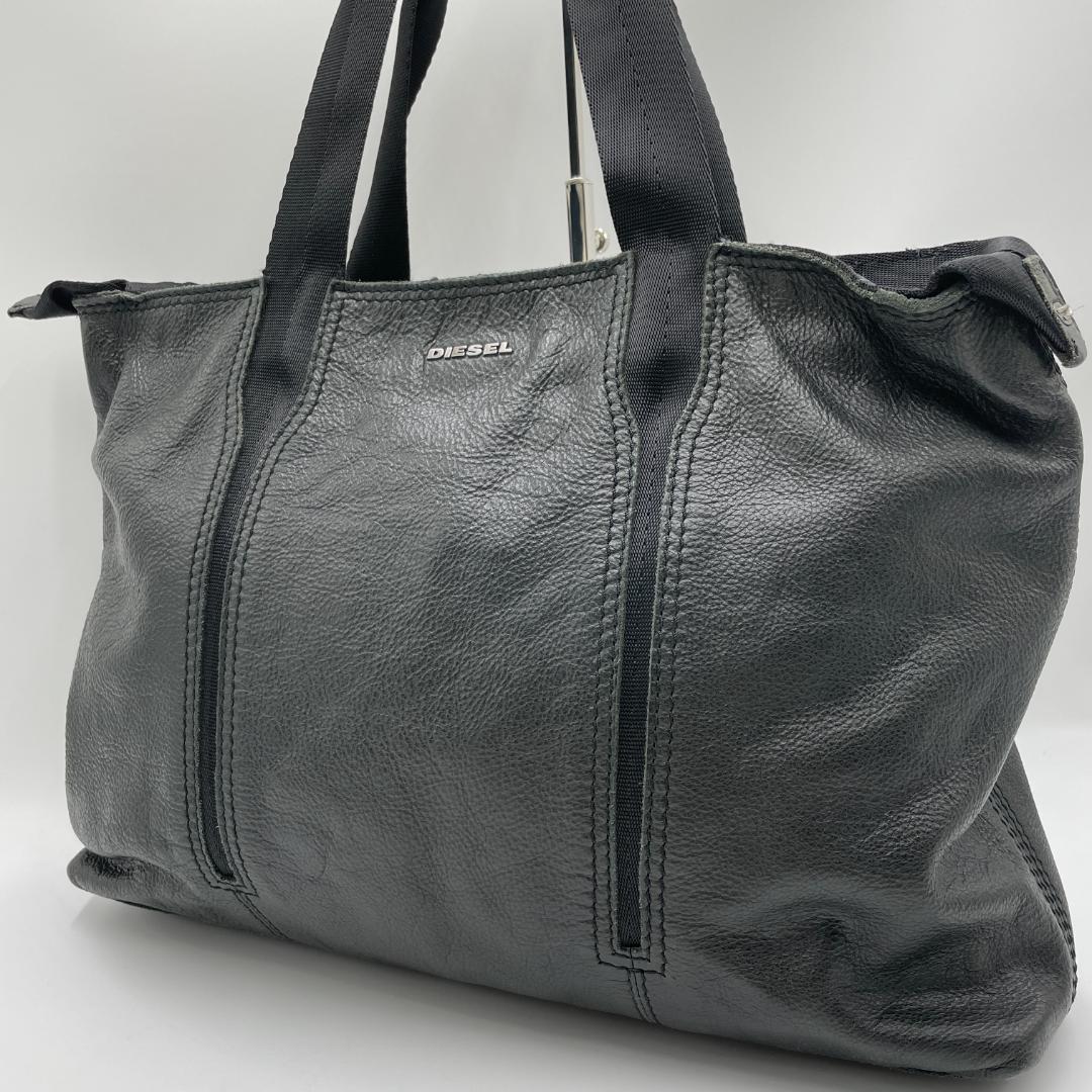 良品 DIESEL トートバッグ レザー ブラック