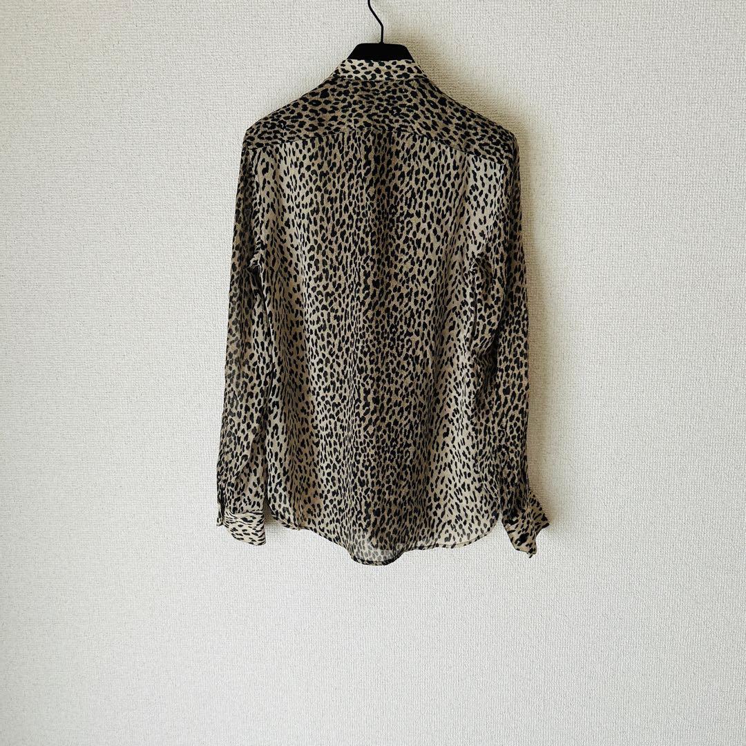美品サンローランパリ シルクレオパート リボンタイブラウス BABYCAT