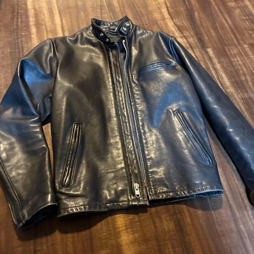 ショット黒 シングルライダース レザージャケット36