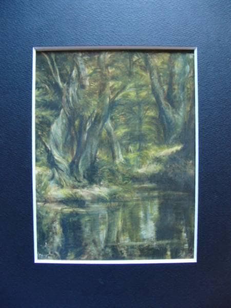向井潤吉、【森と池】、希少な額装用画集画、新品高級額 額装付、状態良好