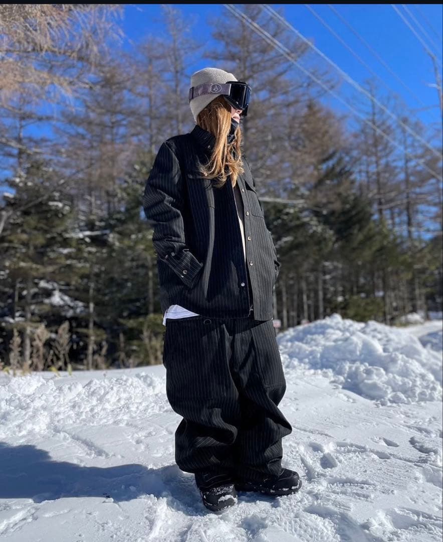 【天パー】VESP スノーボードウェア 上下セット ブラック ストライプ