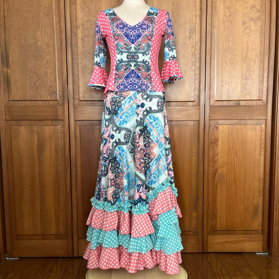 フラメンコツーピース フラメンコ衣装ロゼ花子のオーダーメード・無地ワンピース＆ツーピース