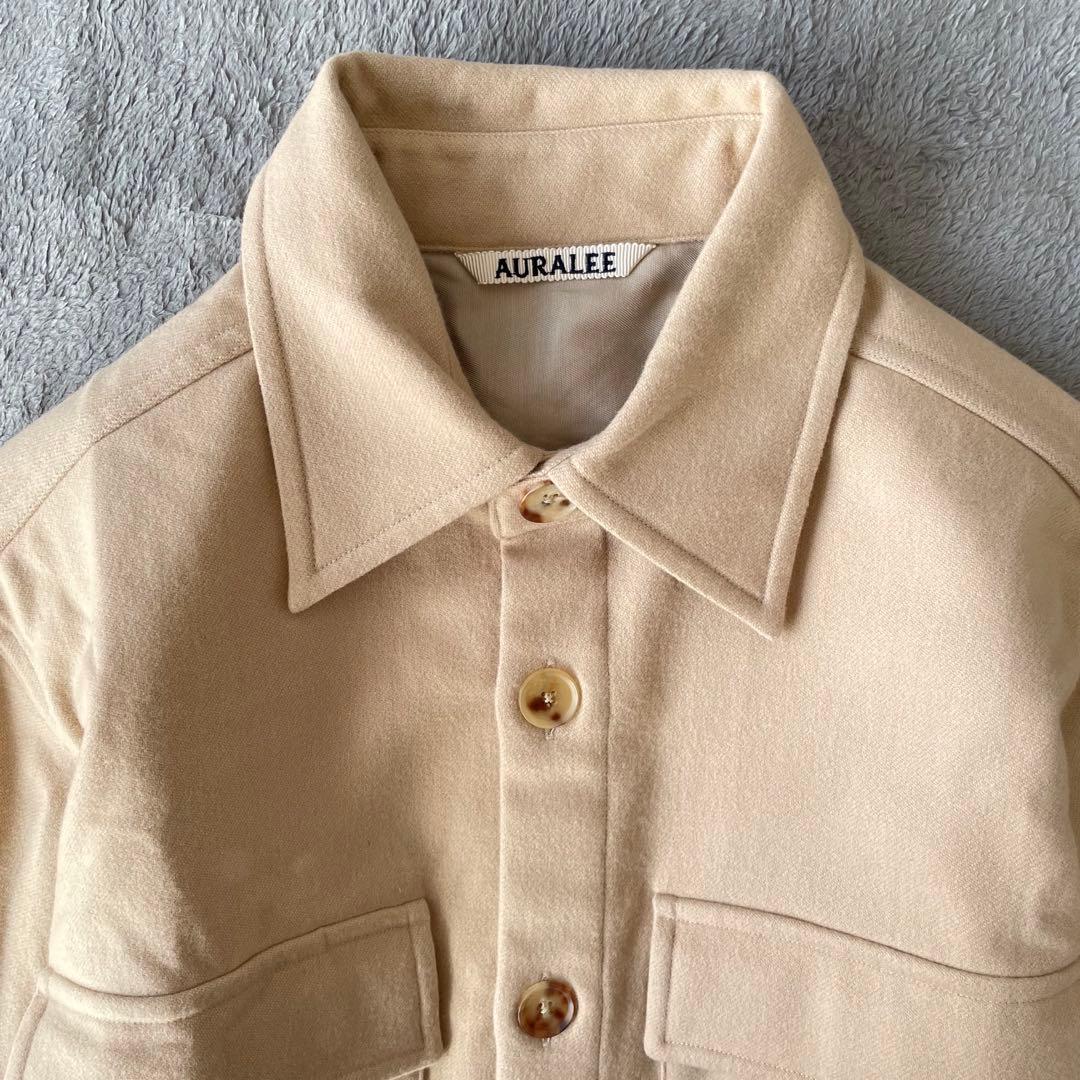 美品】AURALEE オーラリー ベージュ ウールフランネルシャツ - メルカリ