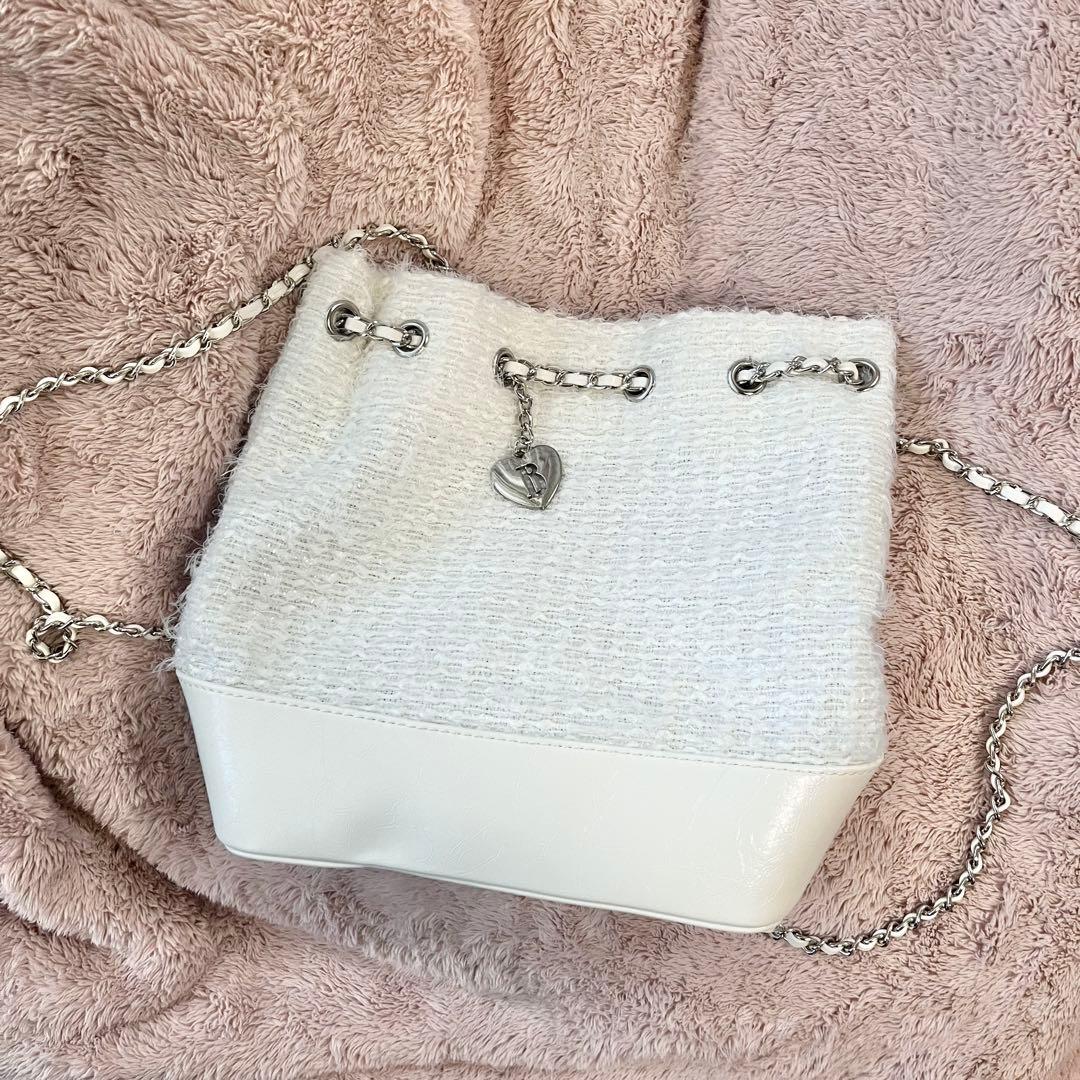 The Barnnet ツイード チェーン バックパック リュック ホワイト 白