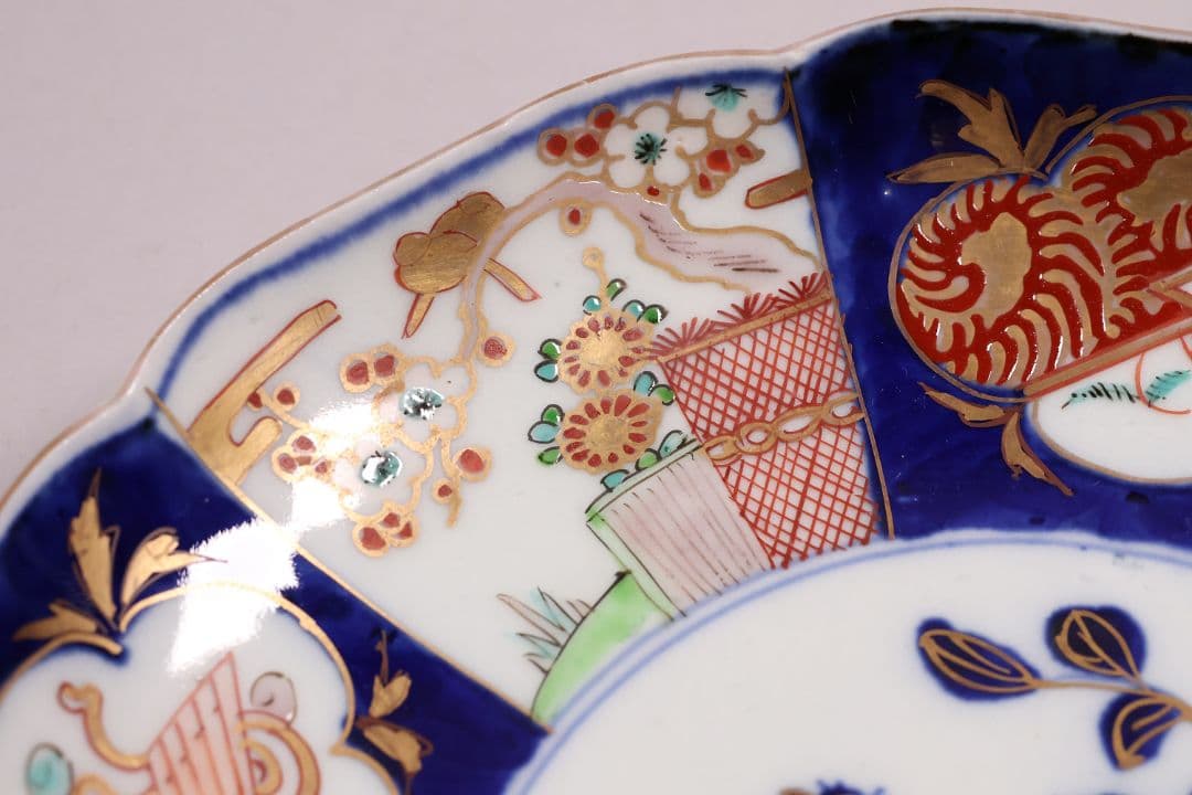 CM120】古伊万里 色絵 中皿 2枚 盛皿 幅22.3cm 錦手 花鳥