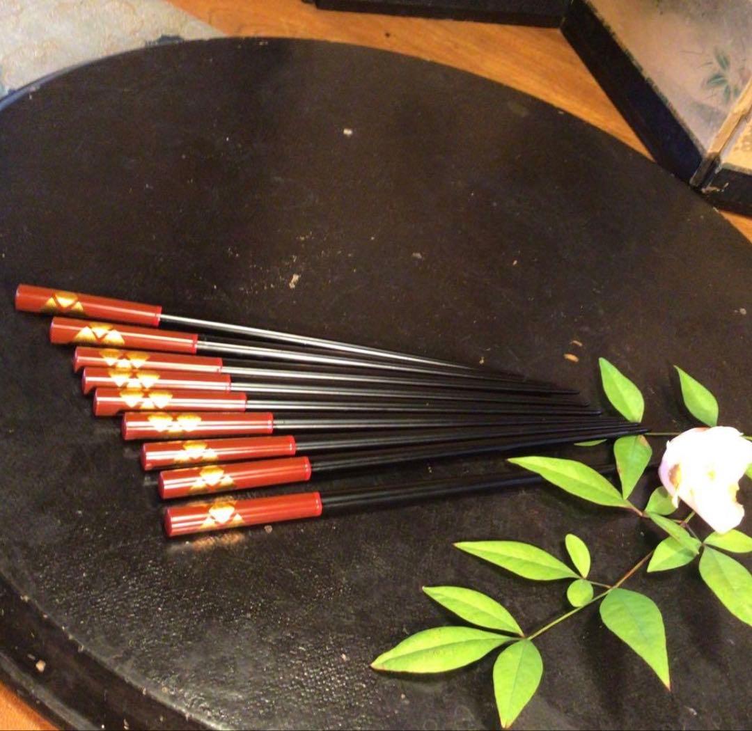 A1062 木製漆器 懐石道具 秀衡塗 椀 （丸三漆器）5客箸 5膳 揃え