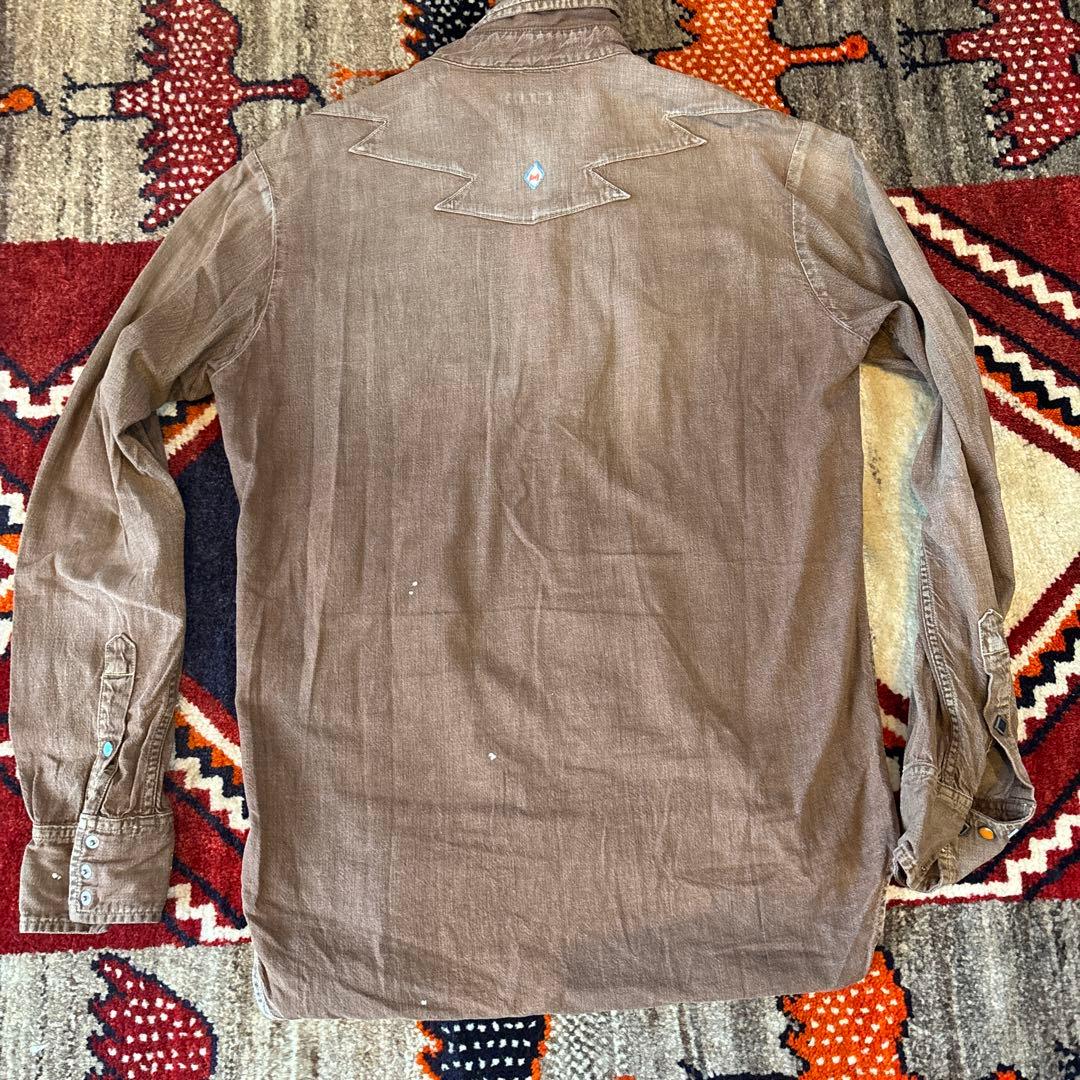 キャピタル KAPITAL ブラウン 鳥刺繍 長袖シャツ