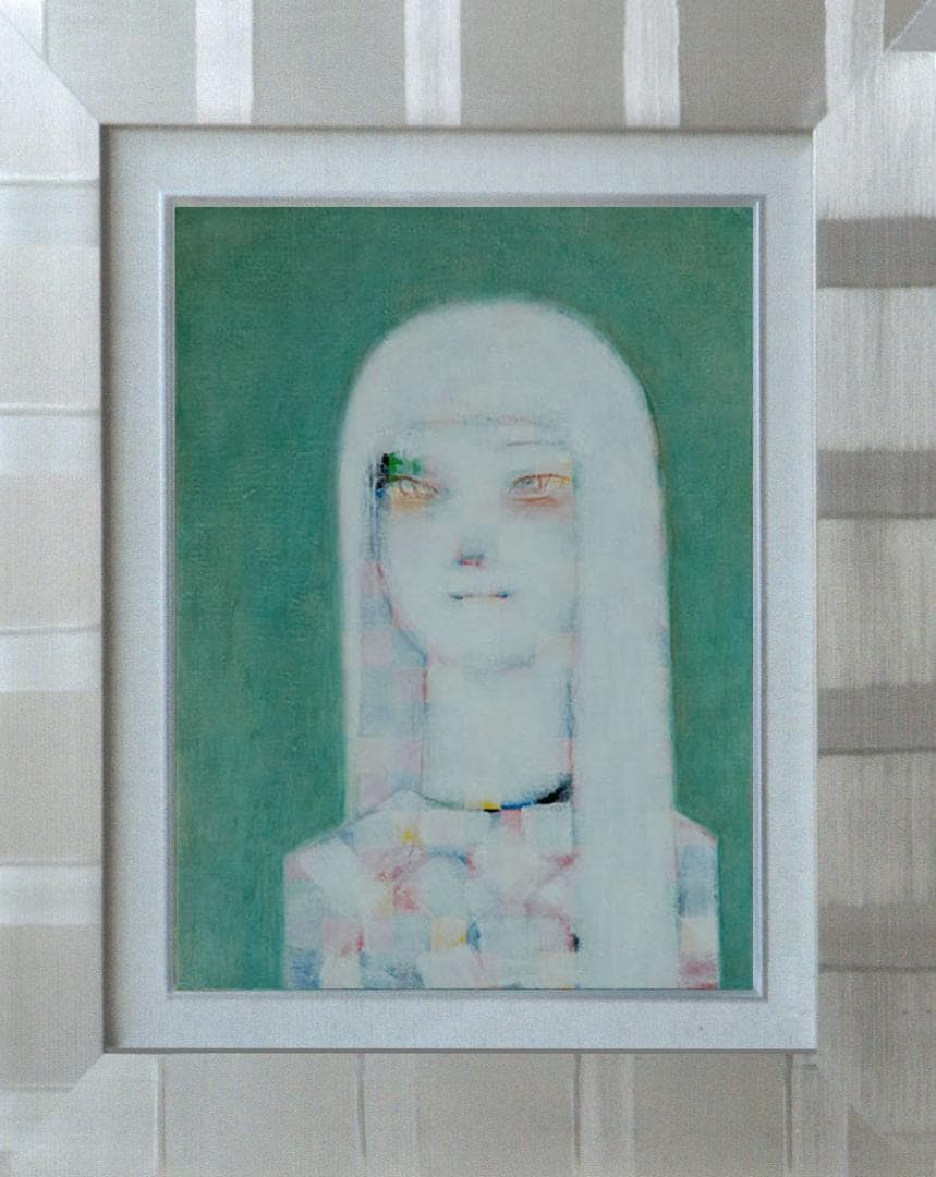 油絵 菅家令子 絵 絵画 インテリア 額付(銀) F4-071212 人物 女性