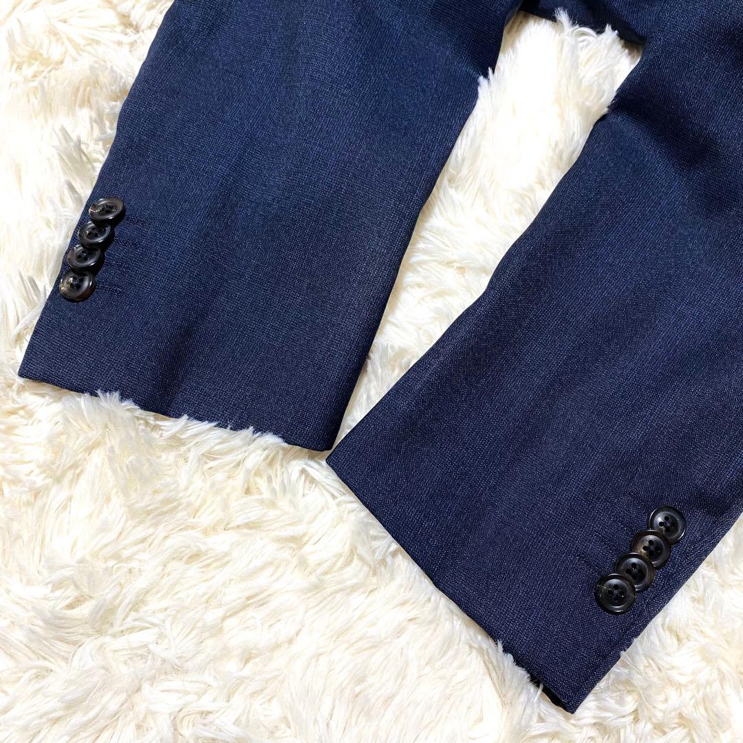 XL】麻布テーラー ロロピアーナ☆ビジネスジャケット☆濃紺 スーパー