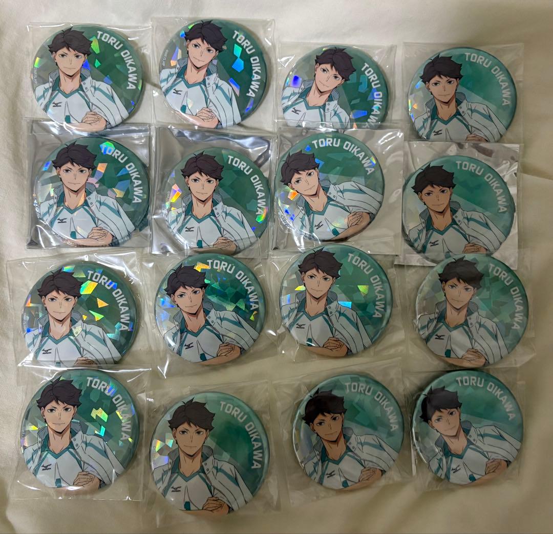 【16点セット】ハイキュー 及川　トレーディングホログラム缶バッジ 主将ver. ハイキュー!!」日向、及川、黒尾たちのトレーディングホログラム缶