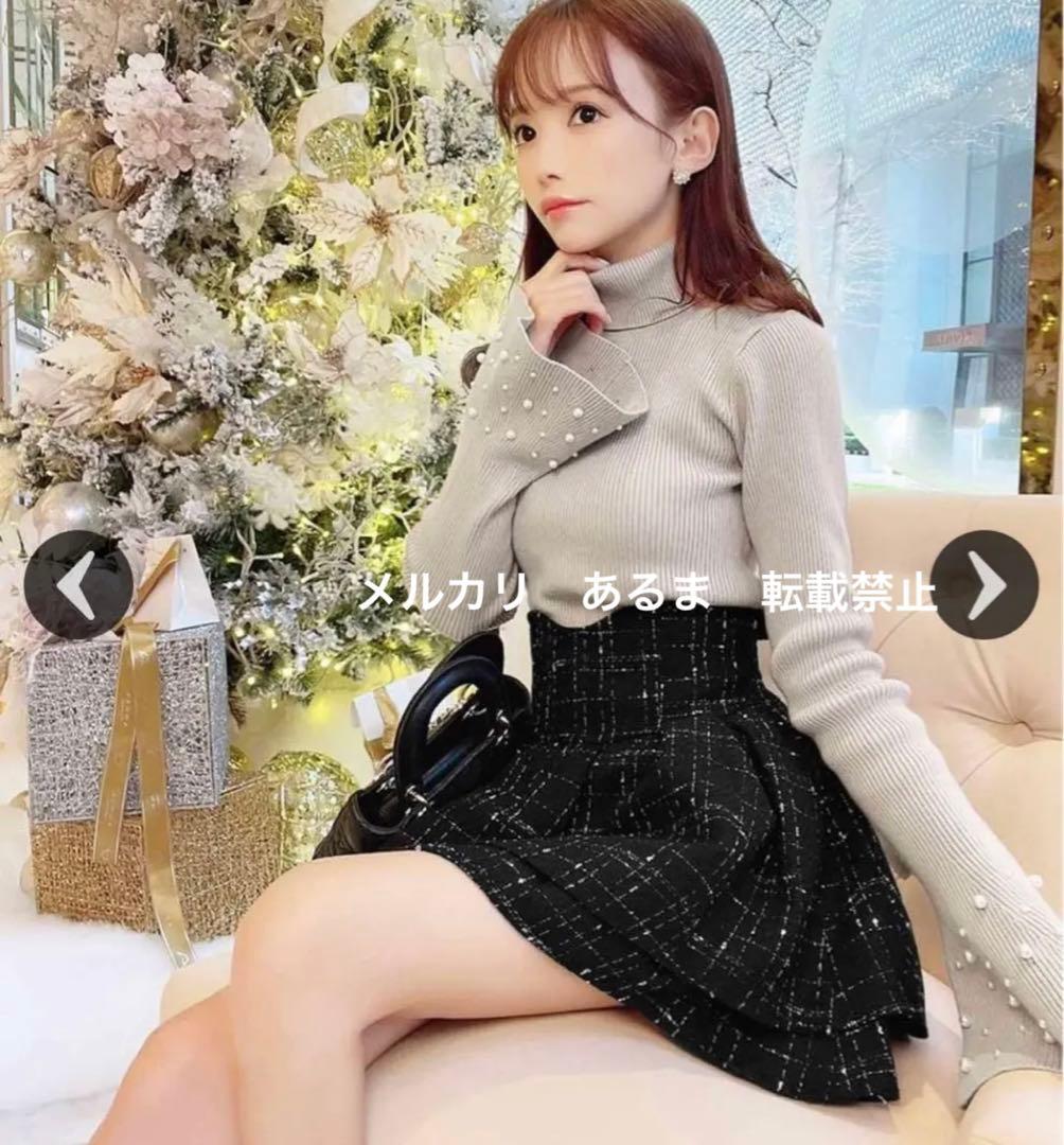 ミシェルマカロン パールニットトップス リブニット タートル - メルカリ