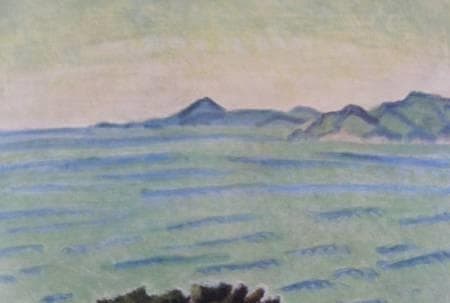 梅原龍三郎、【松と波】、希少な大判額装用画集より、美品、日本人画家