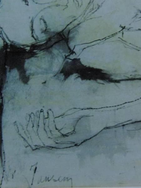 ジャンセン、【横たわる若い女】、希少画集画、高級新品額・額装付