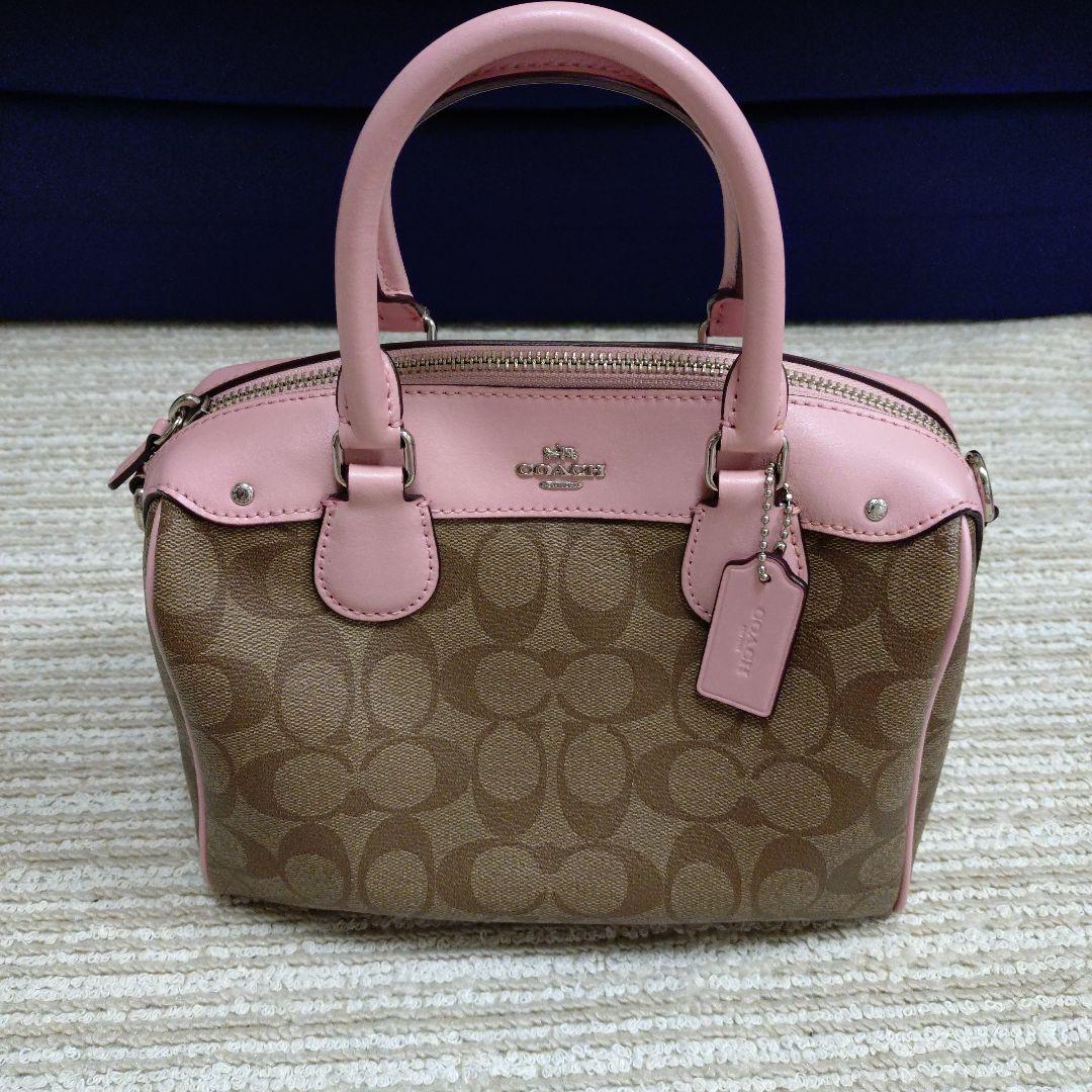 コーチ　COACH ミニボストンバッグ　ピンク　シグネチャー
