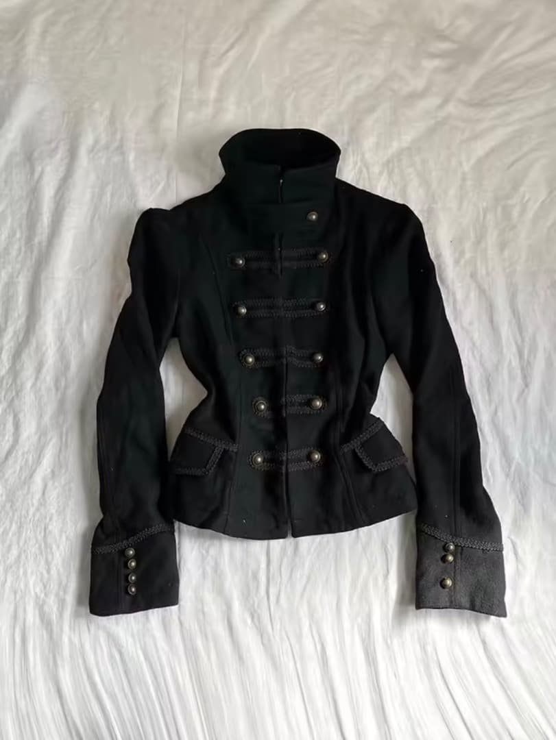 大人気　ミリタリー・ナポレオンジャケット 黒 モード系 ナポレオンジャケット メンズ ポンチョ ダブルコート ユニ