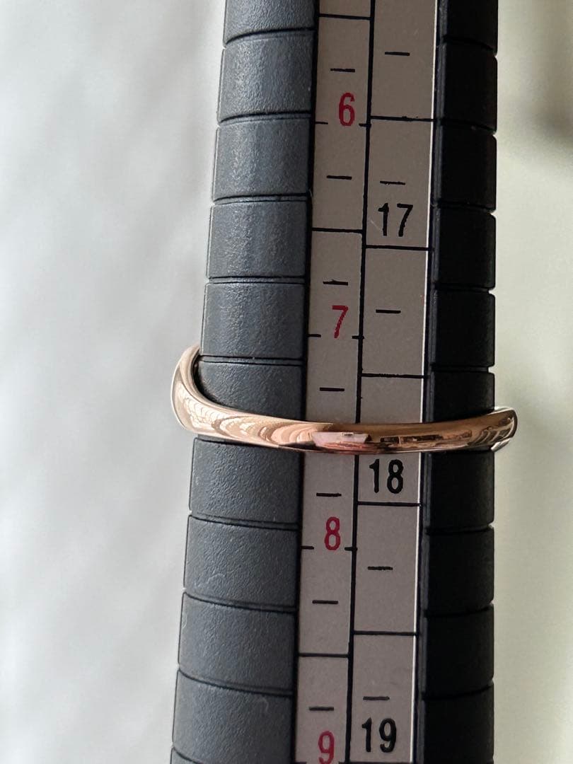 18金 K18PG ダイヤ0.2ct付き カーブリング 2.27g 15号