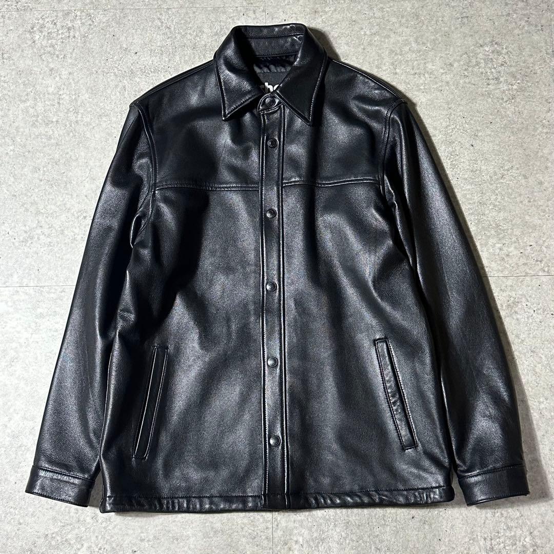 ほぼ未使用 Schott コーチジャケット レザーシャツ M 黒 ラムレザー