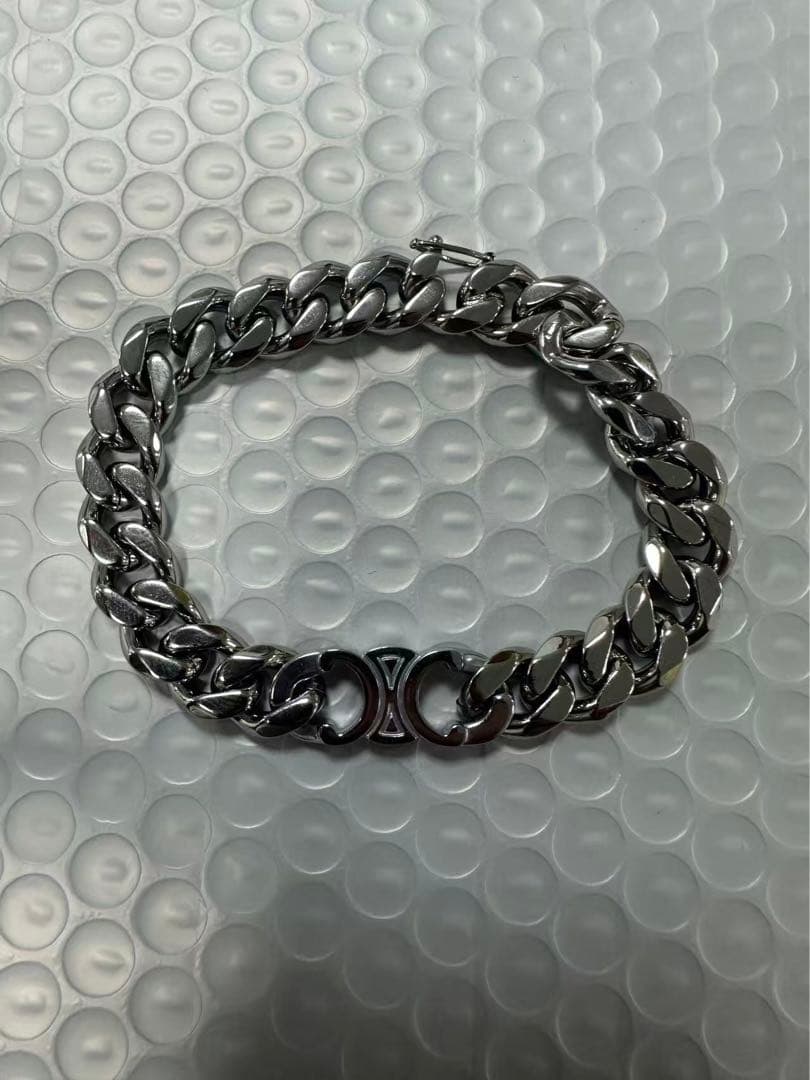 CELINE チェーンブレスレット ステンレス CELINE（セリーヌ） GOURMETTE BRACELET グルメット ロジウム