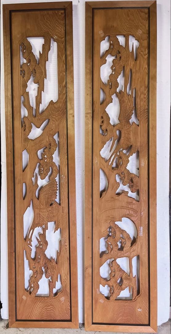 欄間 木彫刻 松と鶴 - メルカリ