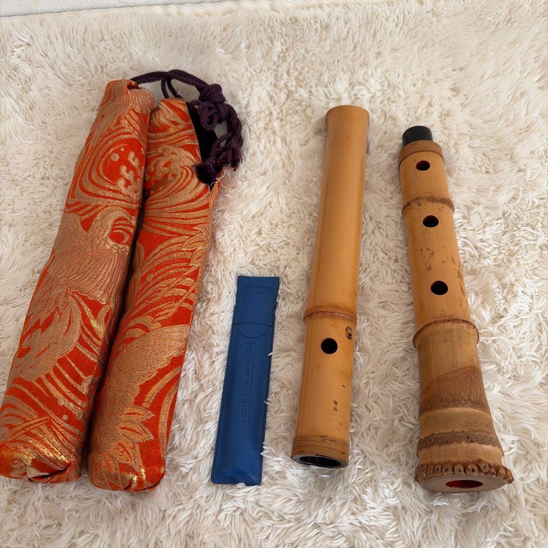 尺八 竹製 二分割 ケース　文字あり 1.8尺