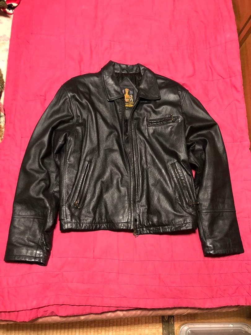 BRIGHT LIGHTS レザー シングル ライダースジャケット 黒 L 短丈