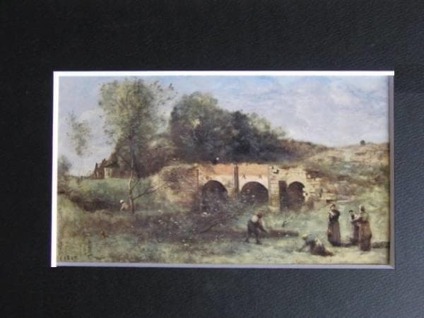 カミーユ・コロー、アルルー＝パリュエル付近の古い煉瓦の橋、希少画集画