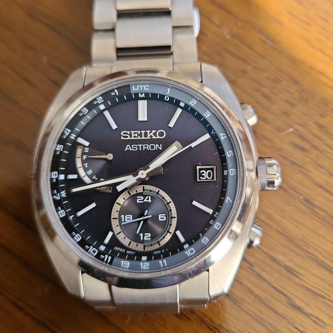 SEIKO ASTRON クロノグラフ ダークブルー ソーラー電波、説明書付