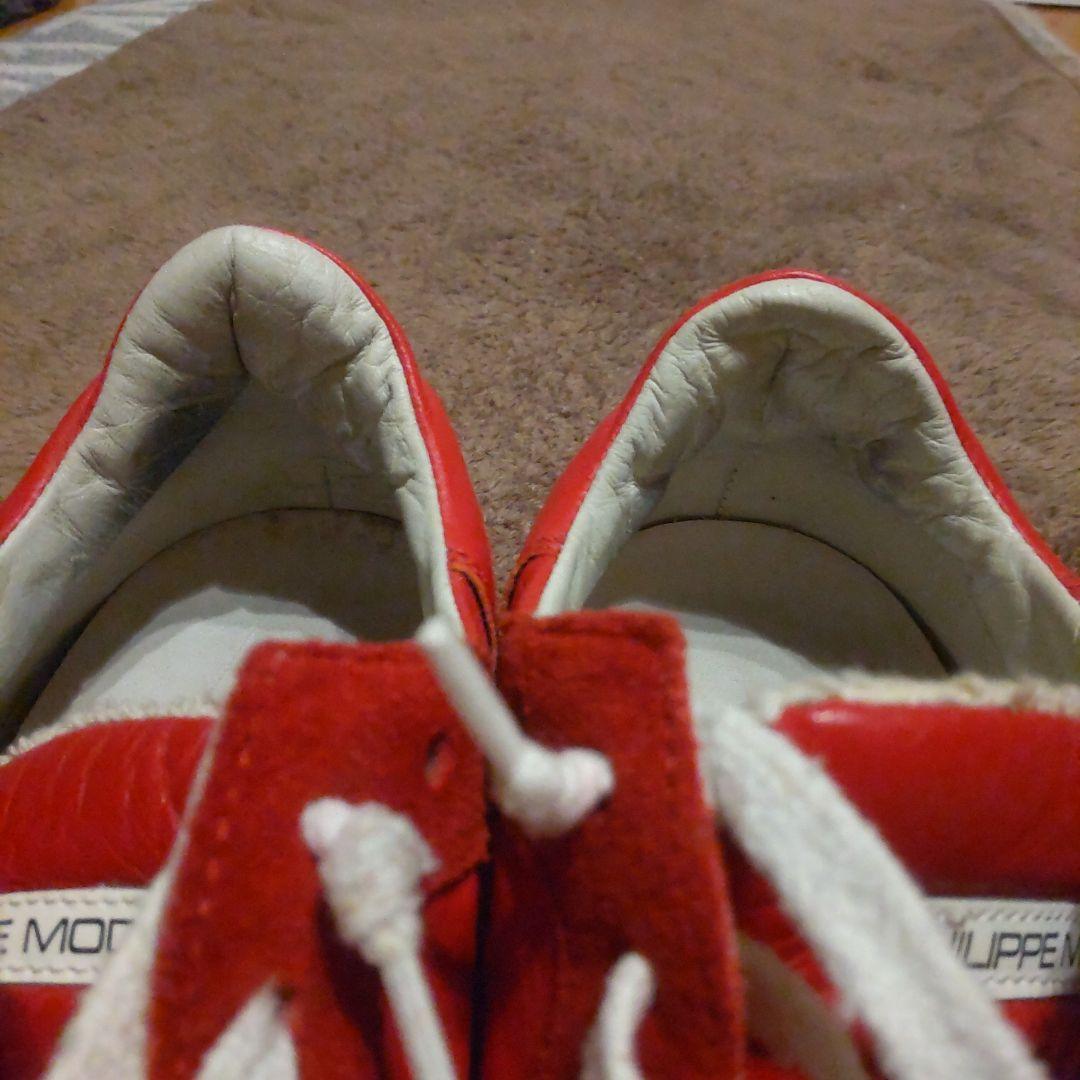 PHILIPPE MODEL レッド レザー スエード スニーカー 42 - メルカリ