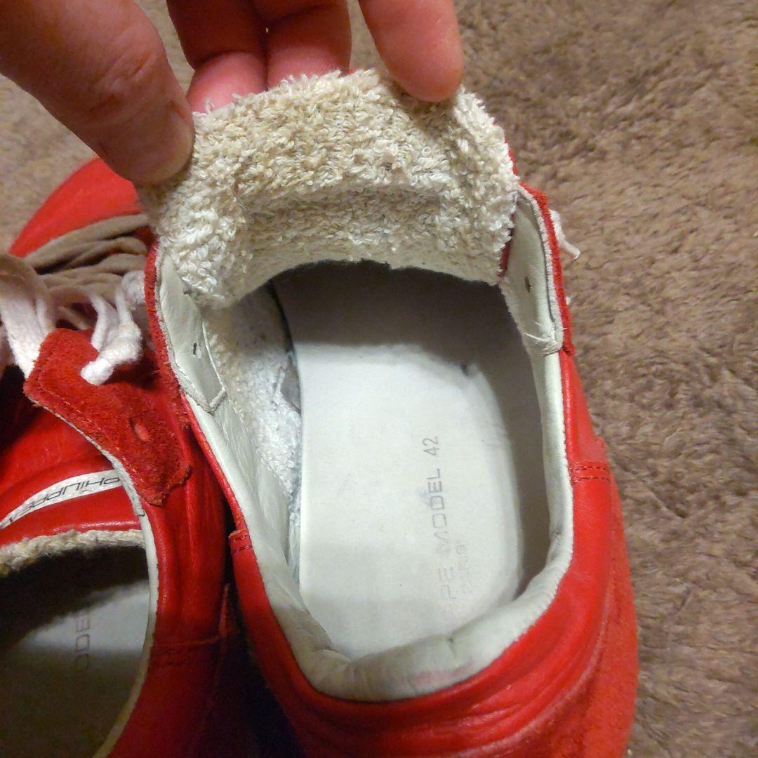 PHILIPPE MODEL レッド レザー スエード スニーカー 42 - メルカリ