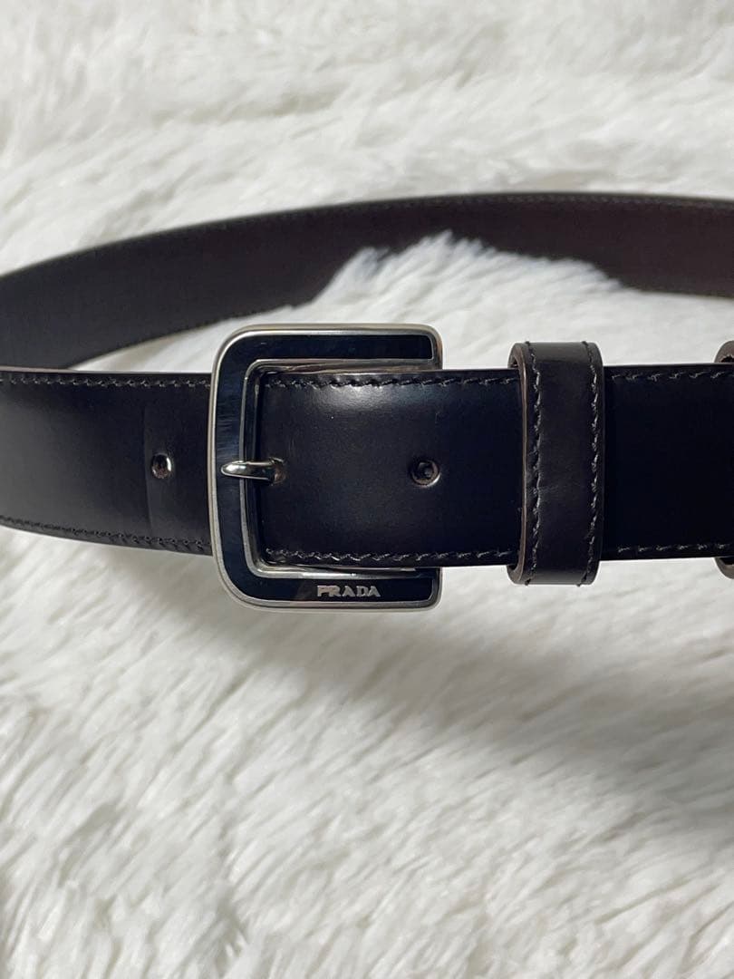 プラダ レザーベルト ダークブラウン 本革 PRADA 105 刻印あり PRADA/プラダ_Men通販 | サフィアーノレザーリバーシブルベルト【送料