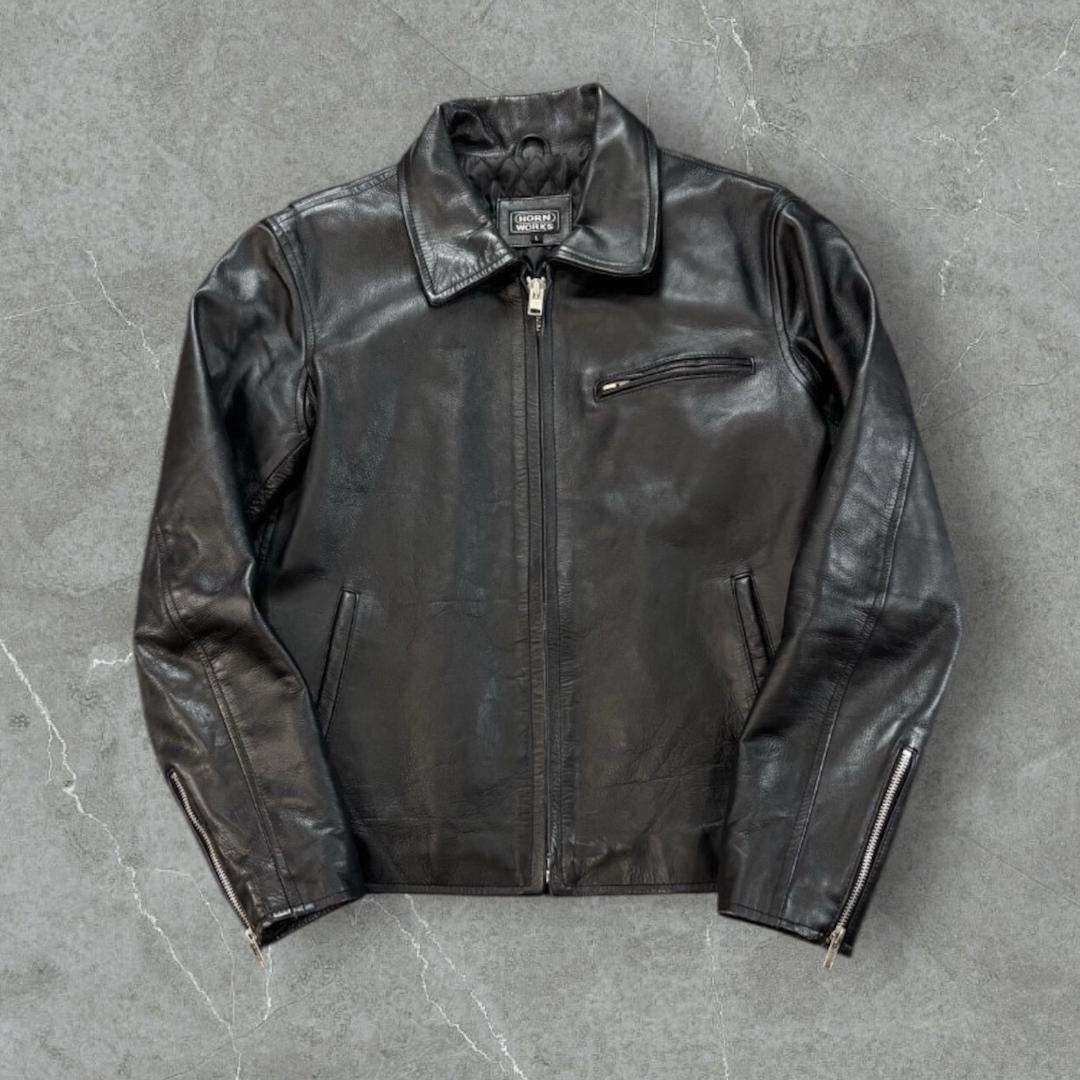 【L】HORN WORKS ホーンワークス 本革 レザー ライダース ジャケット