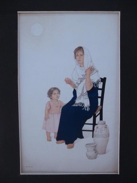 栗原喜依子、【静かな日・夏】、希少な画集画、新品高級額 額装付、状態良好