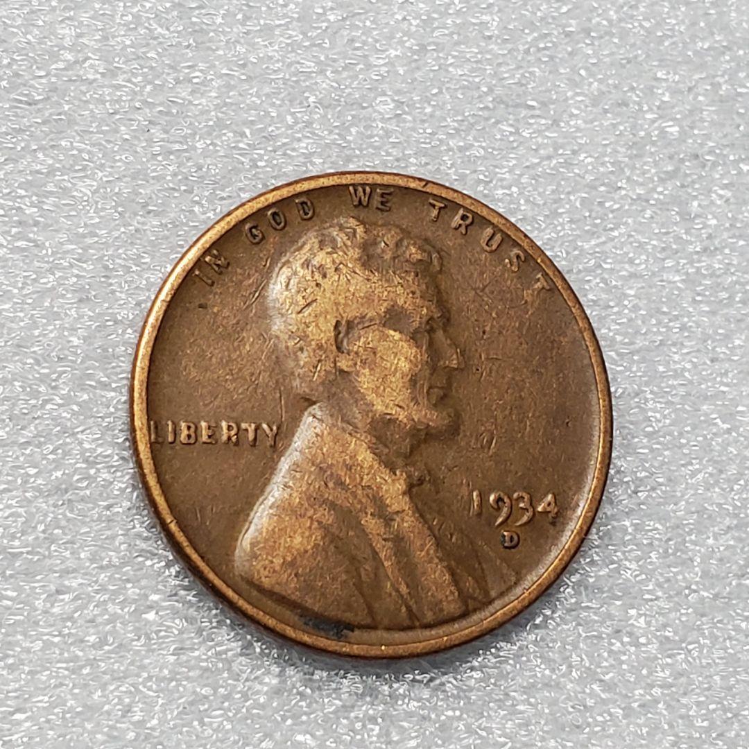 5279. 1934年 アメリカ リンカーン 麦 1セント Dミント - メルカリ