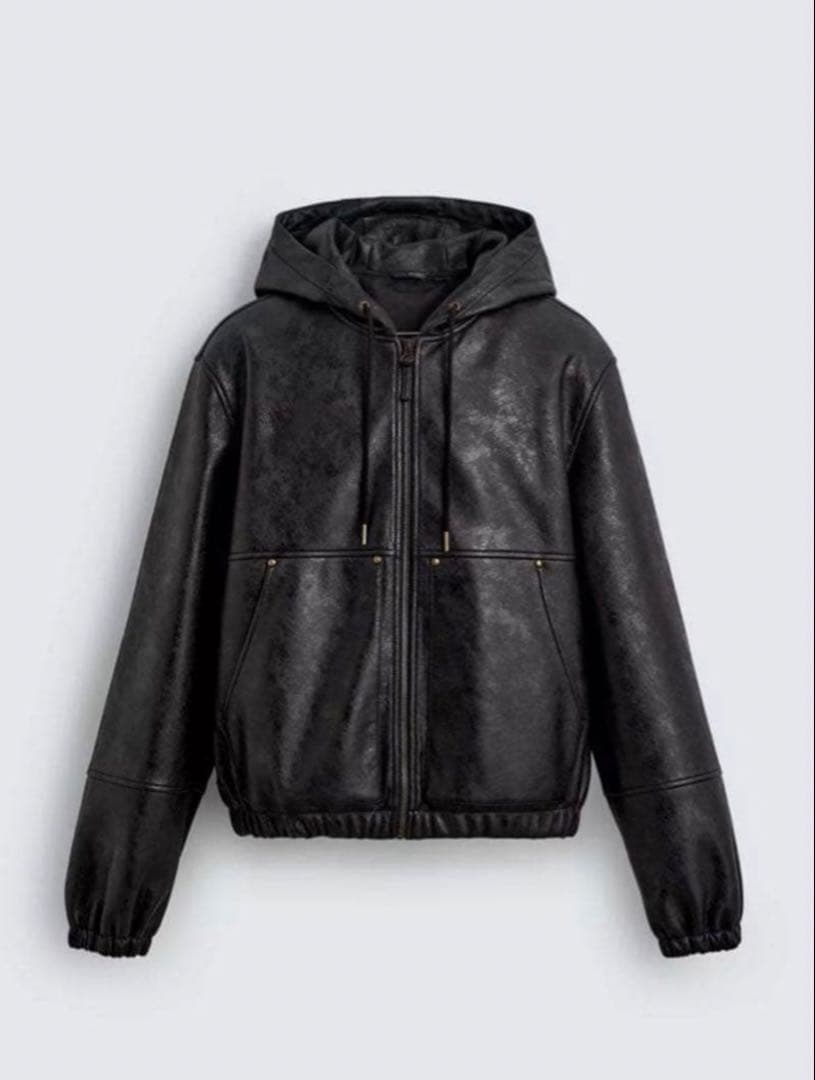 zara（ザラ）フェイクレザー フーデッド ジャケット - メルカリ