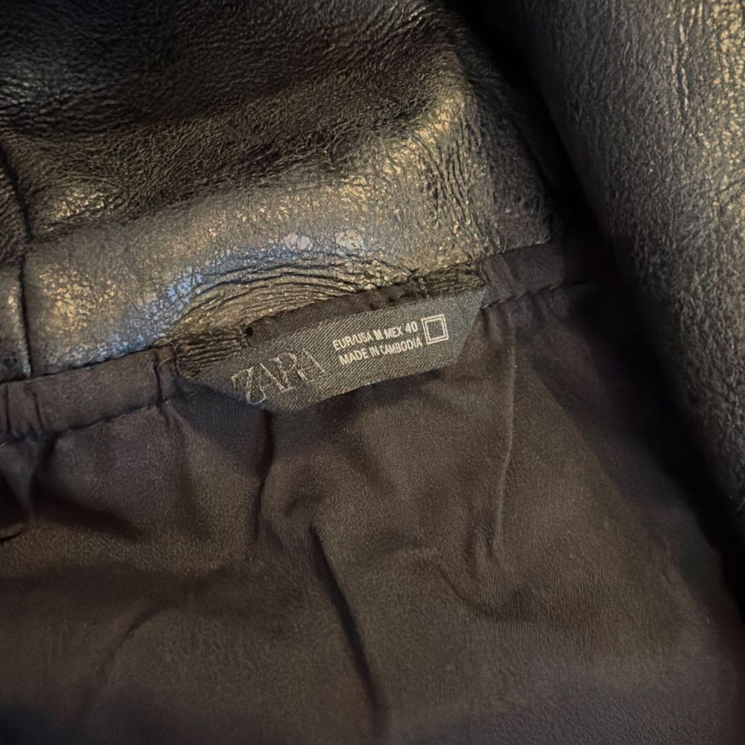 zara（ザラ）フェイクレザー フーデッド ジャケット - メルカリ