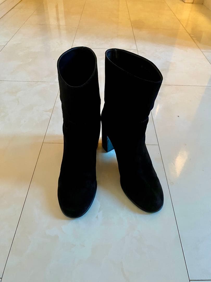 美品 シャネル ブラック ショート ブーツ 黒 38 24.5cm CHANEL