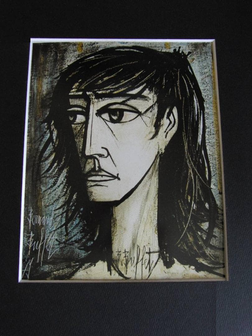 ベルナール・ビュッフェ、【Tete de femme】、希少な額装用画集より