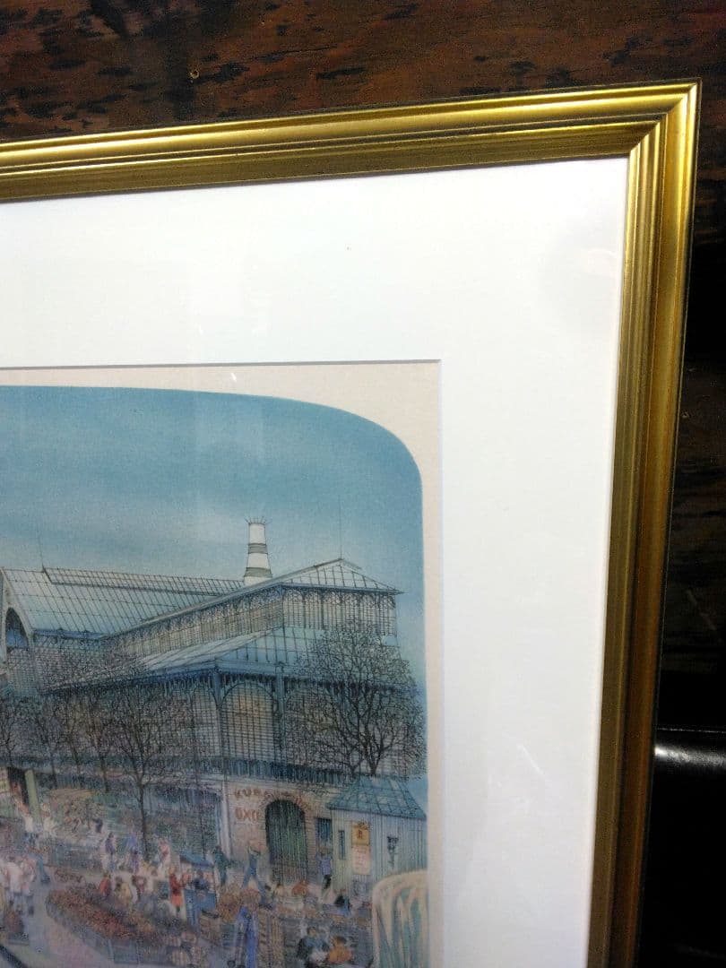 リトグラフ ロルフ・ラフルスキー 「レ・アレ市場」 フランス 直筆