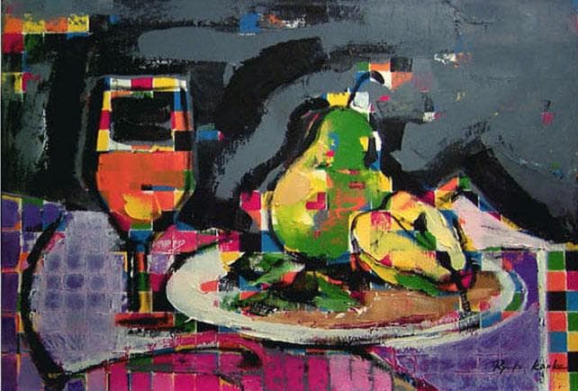 油絵 菅家令子 絵 絵画 インテリア uF6-062204 静物 ワイン